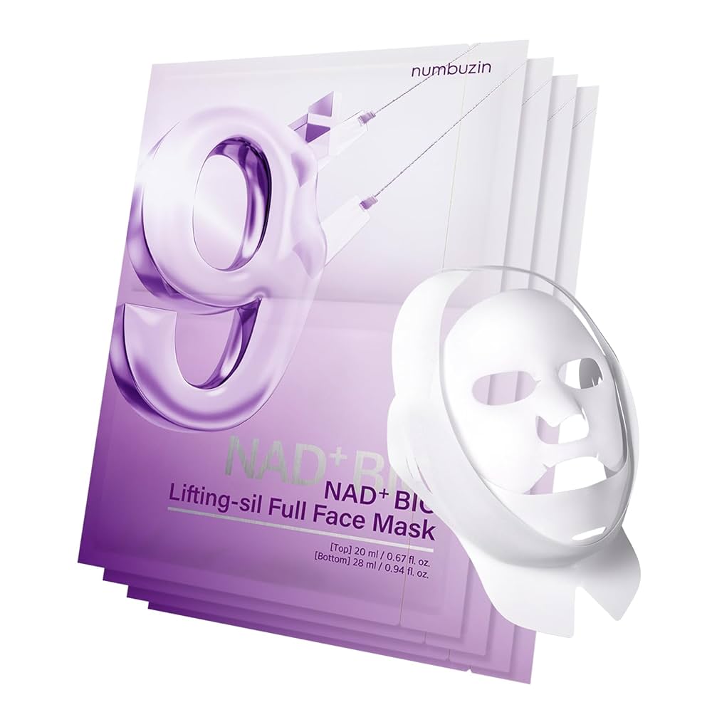 Numbuzin nr. 9 NAD Bio Lifting-sil Full Face Pack Sheet (set van 4 stuks) (+ stoffen liftband)