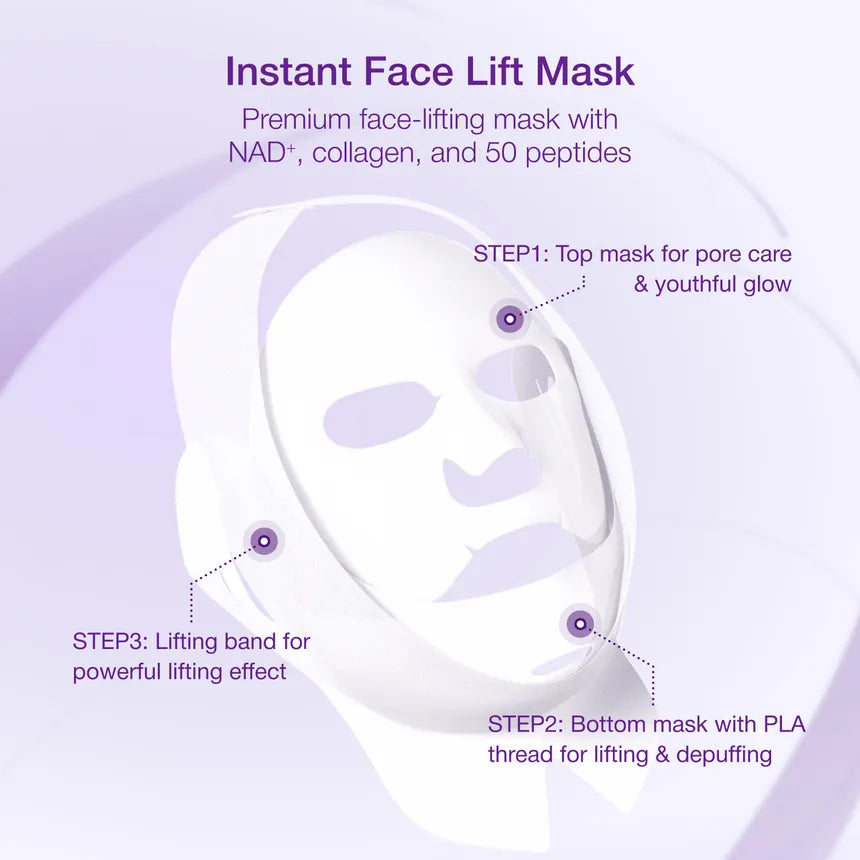 Numbuzin nr. 9 NAD Bio Lifting-sil Full Face Pack Sheet (set van 4 stuks) (+ stoffen liftband)
