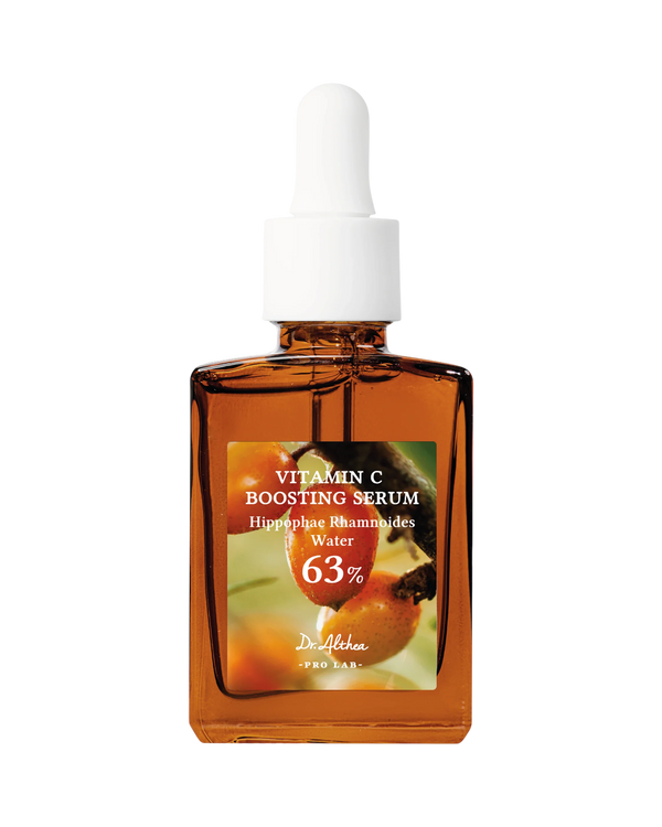 K-beauty glow Dr. Althea Vitamin C Boosting Serum met 63% duindoornwater voor een stralende huid.