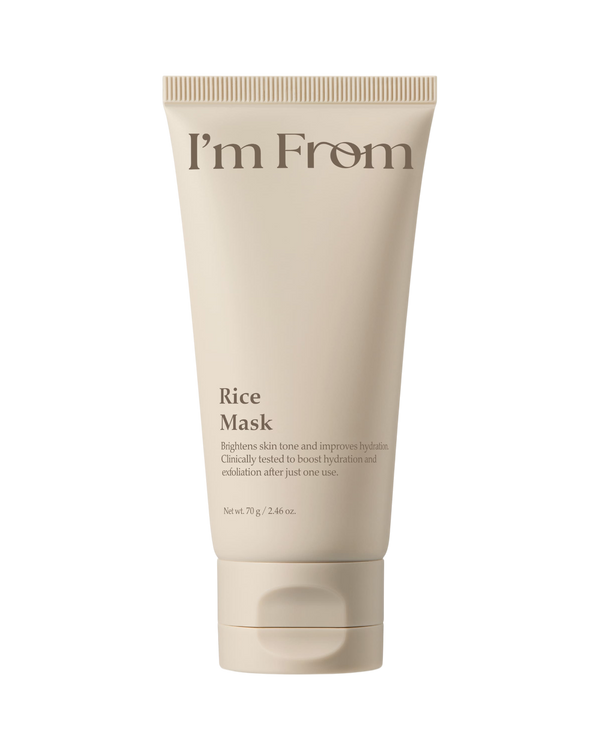 K-beauty glow I'm From Rice Wash-Off Mask in een beige tube voor een stralende en geëxfolieerde huid.