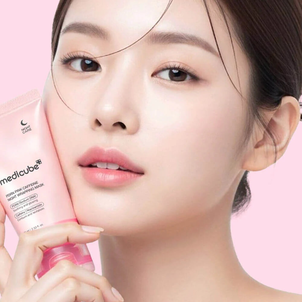 PDNR pink Caffeine Night Wrapping Mask