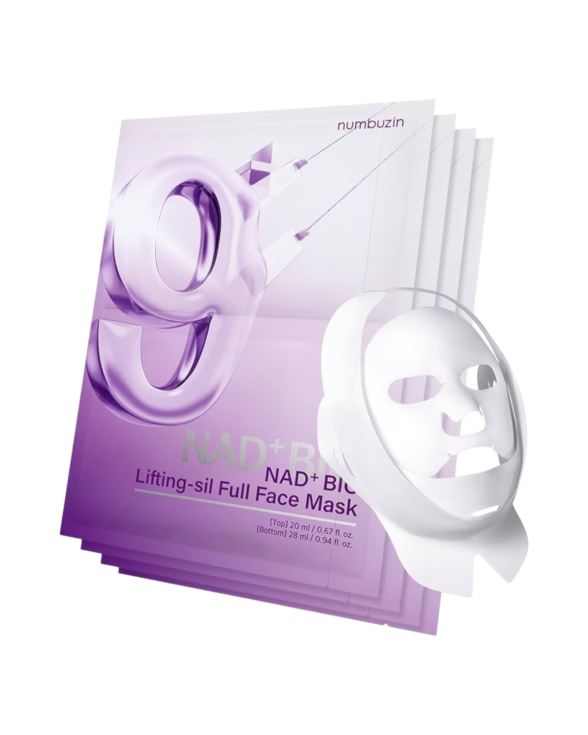Numbuzin No. 9 NAD Bio Lifting-sil Volledige Gezicht Pack Sheet (4ea Set + Stof Lifting Band)