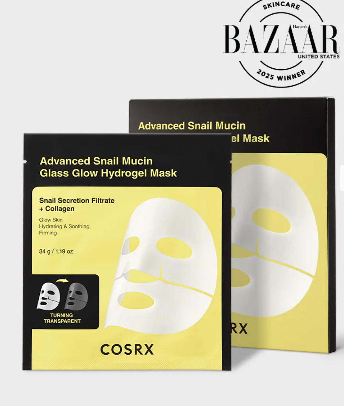 Geavanceerd slakkenslijm glas glow hydrogel masker