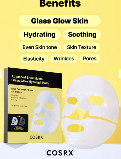 Geavanceerd slakkenslijm glas glow hydrogel masker