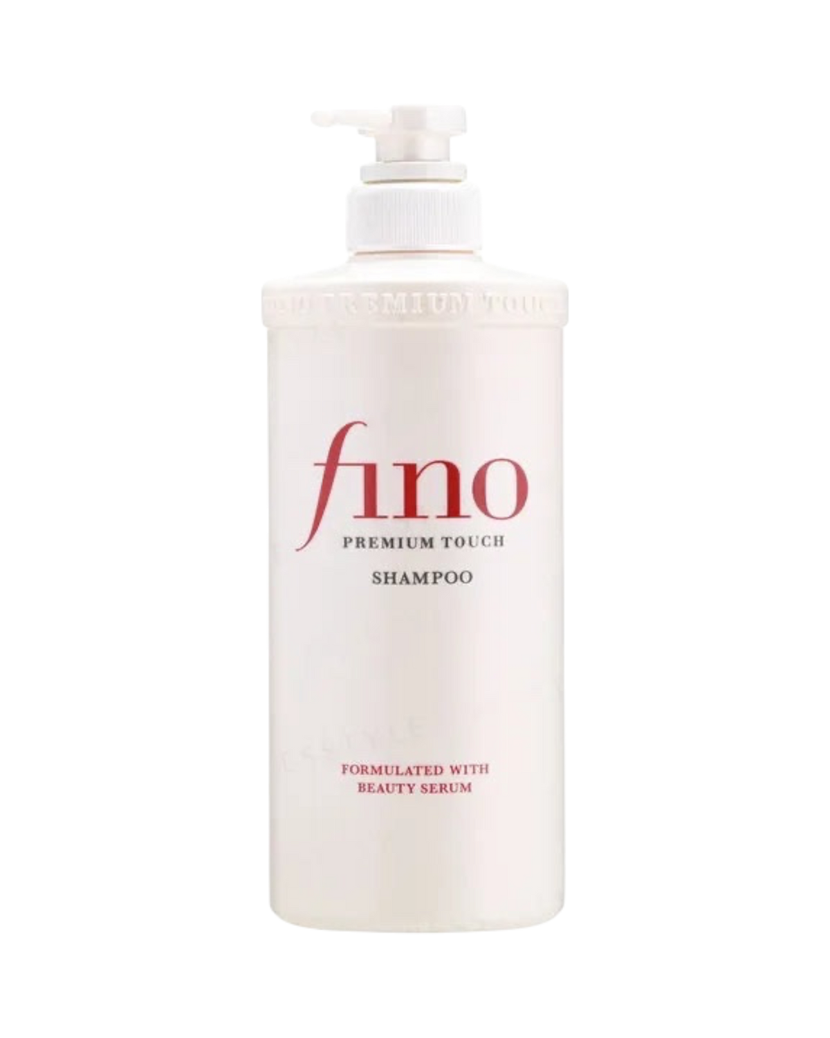K-beauty glow Fino Premium Touch shampoo in een witte fles met pomp voor herstel van droog en beschadigd haar.