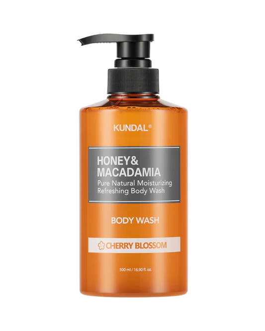 K-beauty glow Honey & Macadamia Pure Natural Moisturizing Refreshing Body Wash met kersenbloesemgeur, 500 ml.