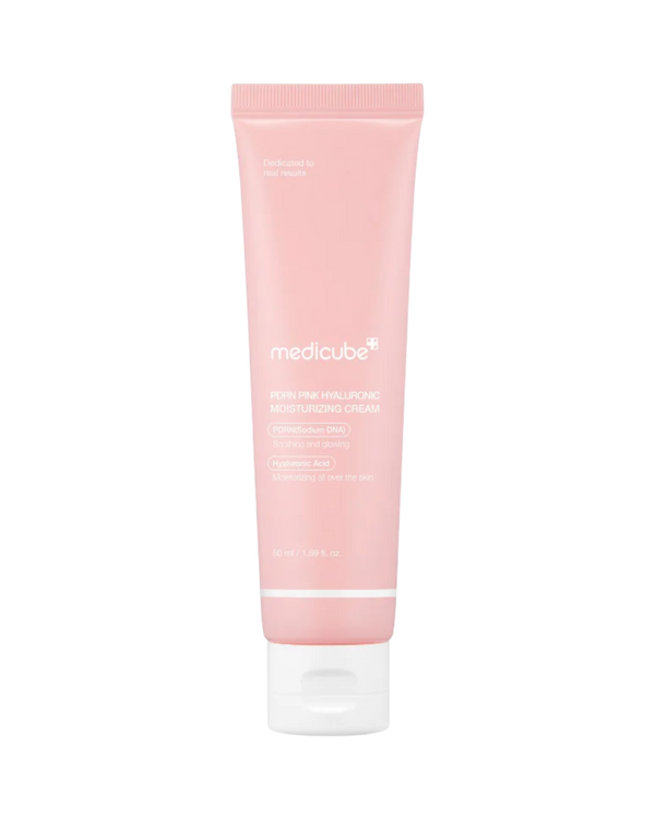 K-beauty glow PDRN Pink Hyaluronic Moisturizing Cream tube met PDRN en hyaluronzuur voor hydratatie en elasticiteit.